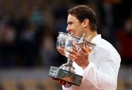 Rafael Nadal with the French Open trophy